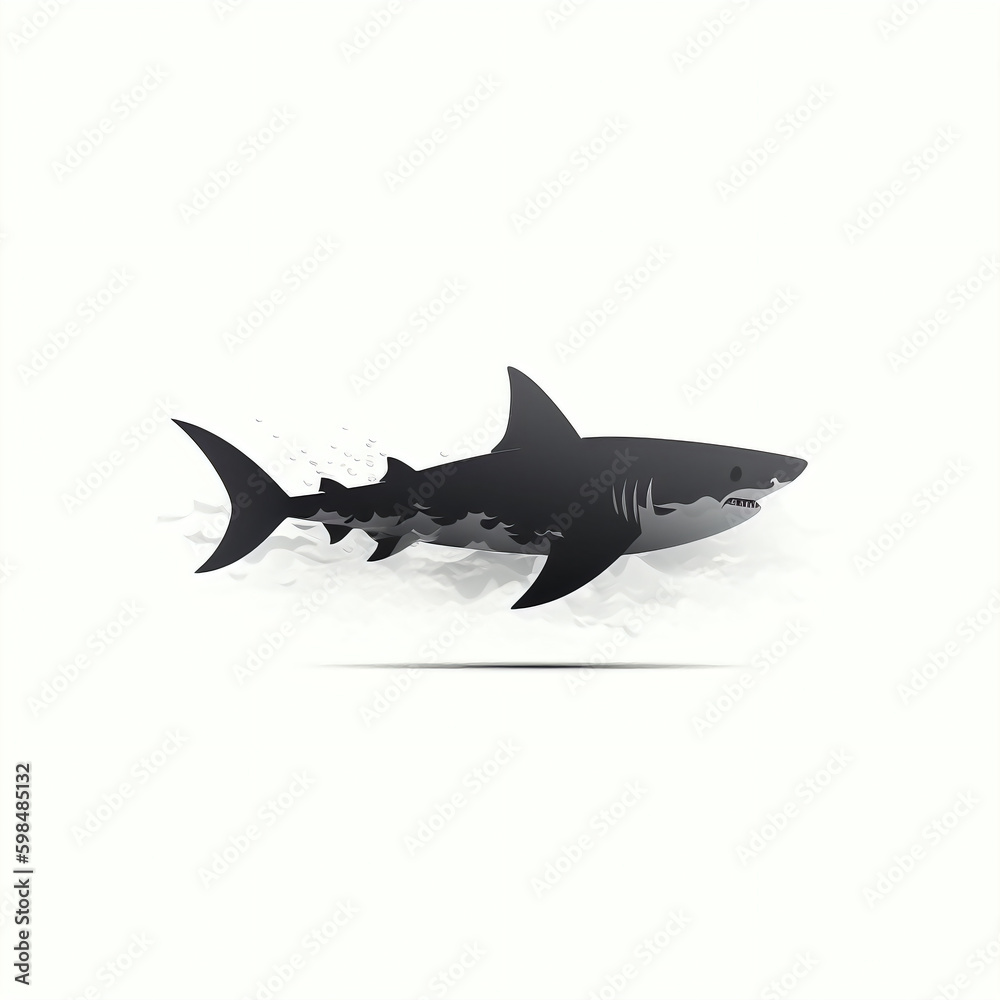 Obraz premium silhouette of shark isolated vector illustration on white background for animal logo, graphic icon, and modern home décor. perfect for wildlife and safari-themed designs. generative ai