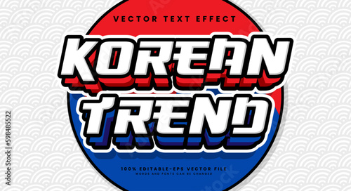 Korean trend editable text style effect. Vector text effect