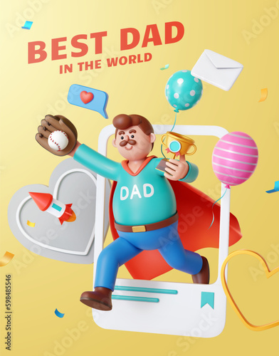 3D best dad father's day poster