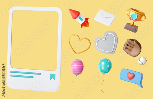 3D Social media decor element set