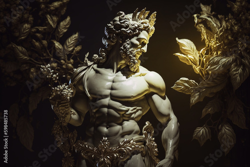 Dionysus. Historical Old and Ancient Mythology - Olympic Gods. Greek rulers and lords , heavenly powers, kings. ancient third generation gods, supreme deities who dwelt on mount olympus. Generative AI photo