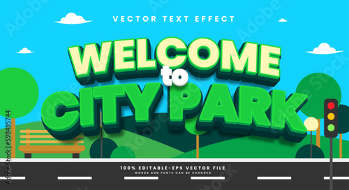 City park editable text stye effect. Vector text effect.