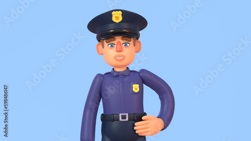 3d render of policeman in uniform posing