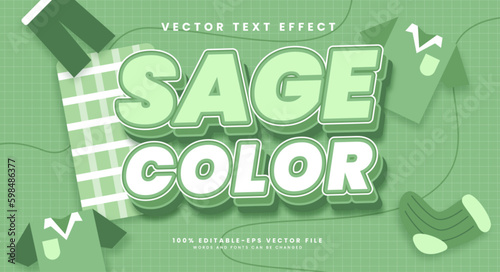 Sage color editable text style effect. Vector text effect.