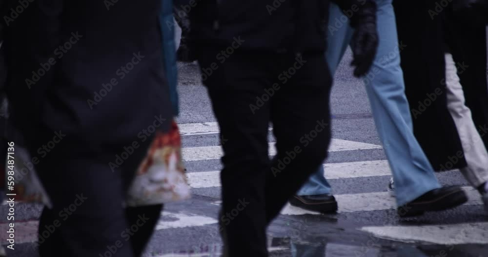 Legs of Walking people on the crossing rainyday Generative AI Legs of Walking people on the crossing rainyday Generative AI