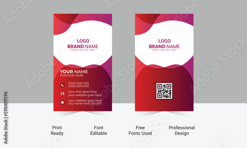 Modern business card template red black colors. Flat design vector abstract creative - Vector