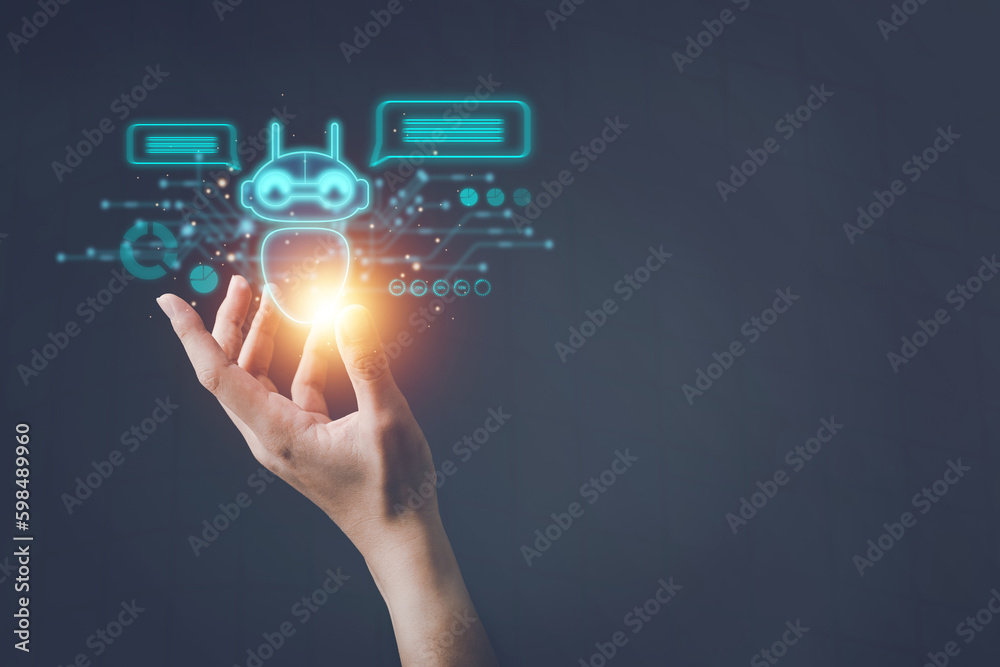 AI Technology, Smart Devices, Internet of Things. Male hand holding AI Technology concept with innovation and technology inspiration, innovation in science and research concept start up, Innovation. AI Technology, Smart Devices, Internet of Things. Male hand holding AI Technology concept with innovation and technology inspiration, innovation in science and research concept start up, Innovation.