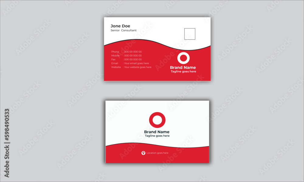 Creative Modern Corporate Business Card Design Template Double sided Horizontal Name Card Simple and clean Colourful visiting card.