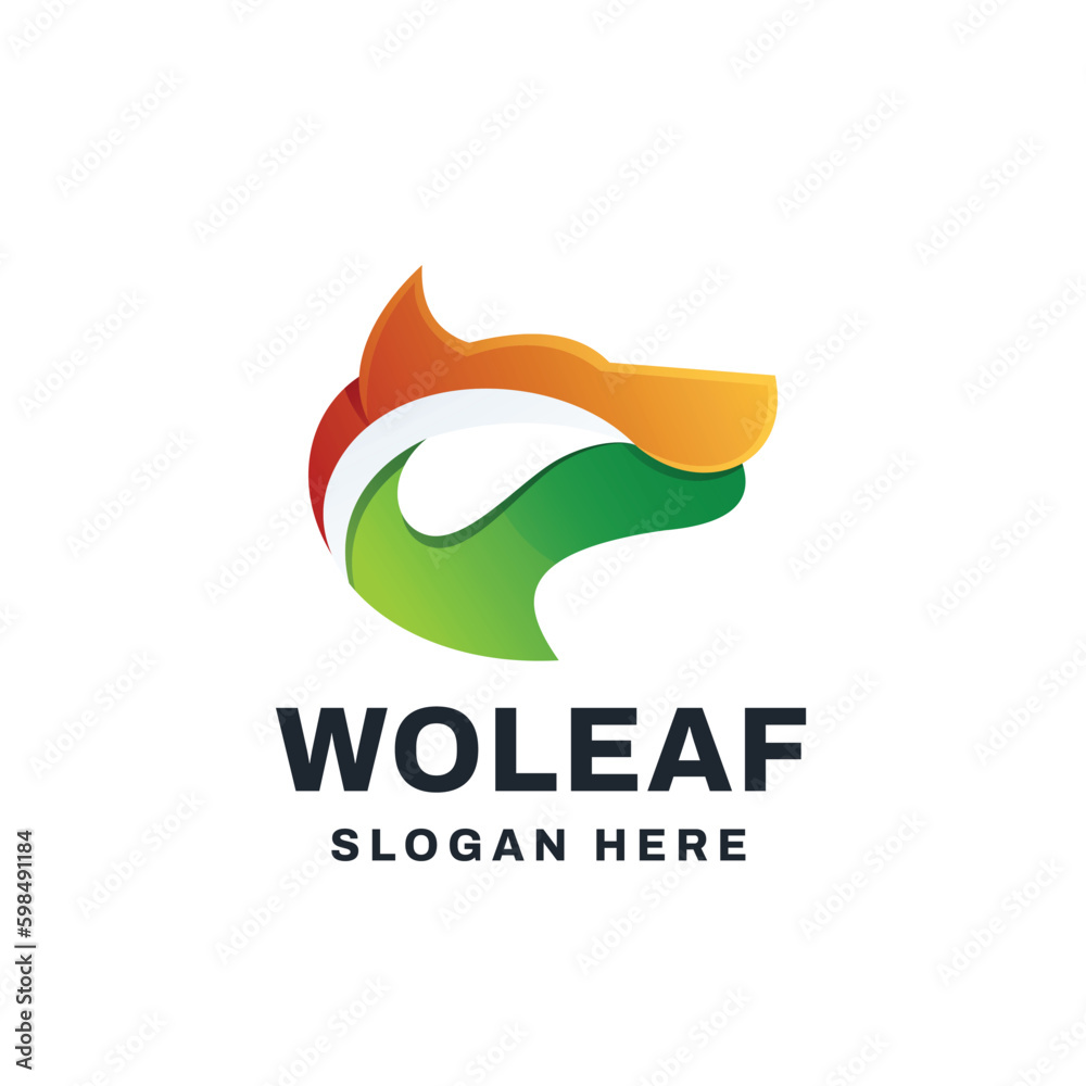 Wolf Leaves Logo Vector Icon Illustration Wolf Leaves Logo Vector Icon Illustration