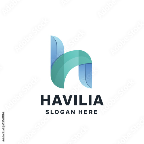 Abstract Letter H Gradient Logo Vector Icon Illustration