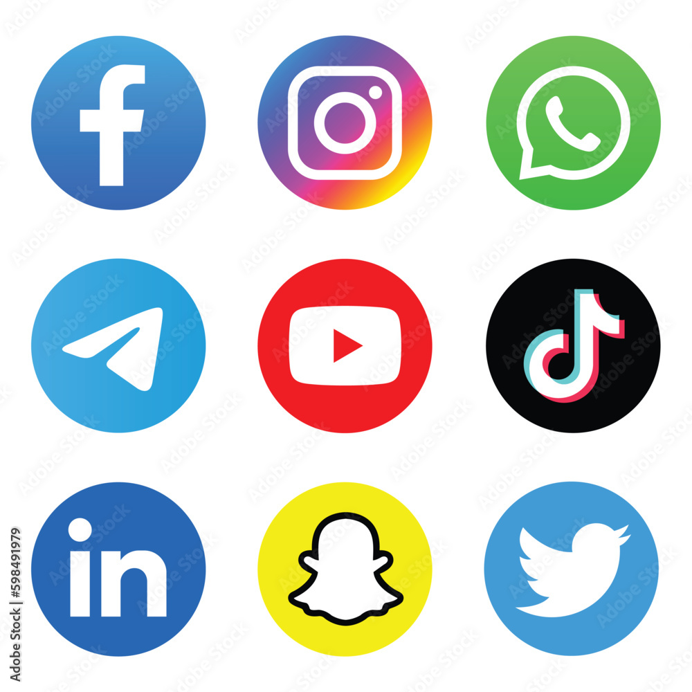 Lahore, Pakistan - May 02 2023: Vector Graphics of Popular Social Media