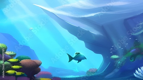 Beautiful underwater scene AI-generated image