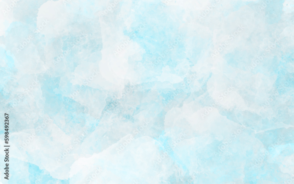 Light blue and white watercolor background.