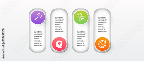 Vector business infographic concept, four step graphics and business icons, white background