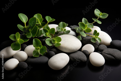 A group of white stones, arranged in a pattern on a black background