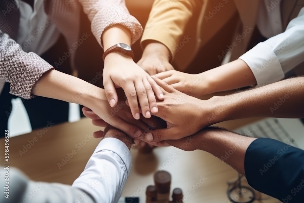teamwork of business people combining pieces, generative AI teamwork of business people combining pieces, generative AI