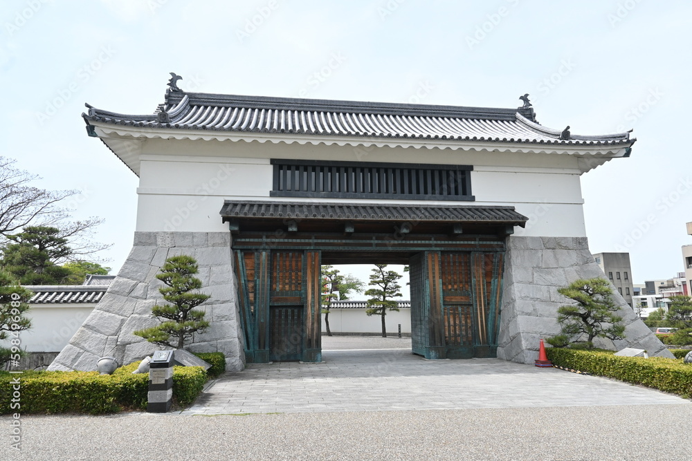 Japan sightseeing trip. 'Okazaki castle'. Okazaki city Aichi prefecture. Famous for being the birthplace of Tokugawa Ieyasu, the shogun who unified Japan.
