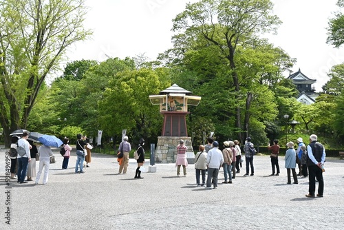 Japan sightseeing trip. 'Okazaki castle'. Okazaki city Aichi prefecture. Famous for being the birthplace of Tokugawa Ieyasu, the shogun who unified Japan.