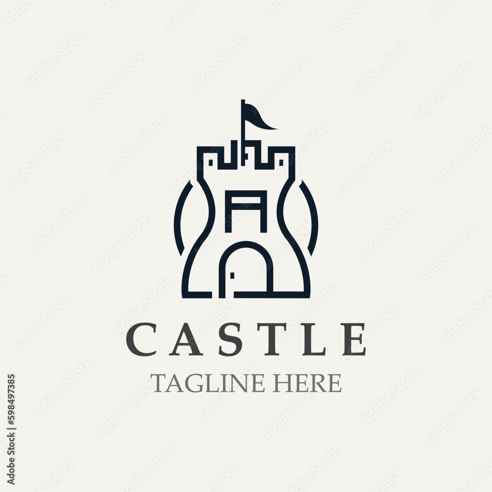 Castle logo graphic template design, Ancient castle vintage vector