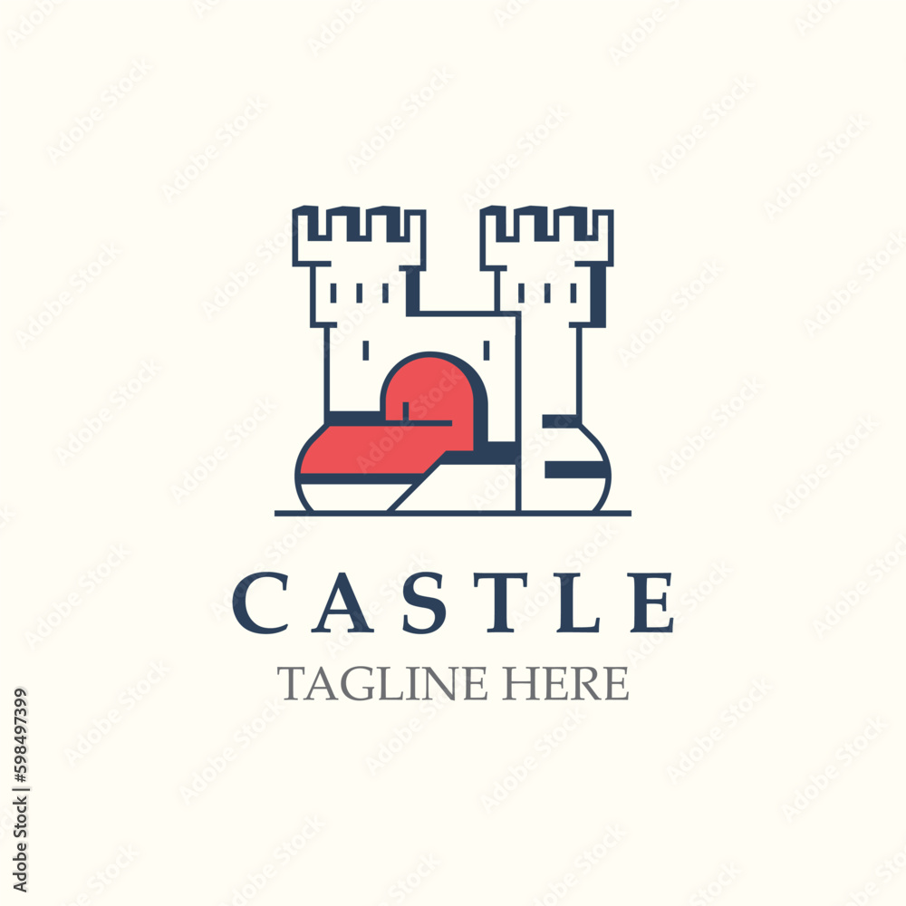 Castle logo graphic template design, Ancient castle vintage vector