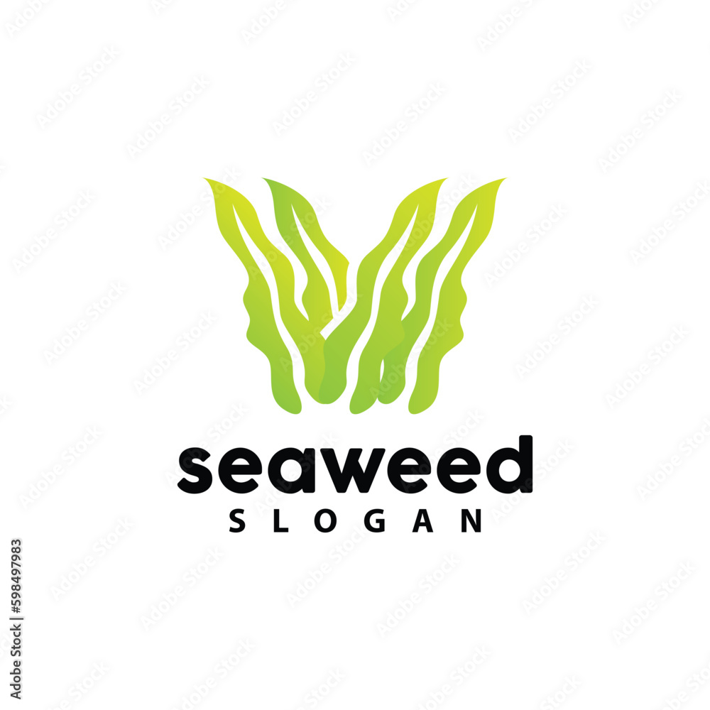 Fototapeta premium Seaweed Logo, Underwater Plant Vector, Simple Leaf Design, Illustration Template Symbol Icon