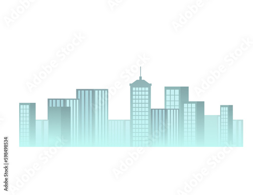 Light blue cityscape with skyscrapers vector illustration isolated on white background