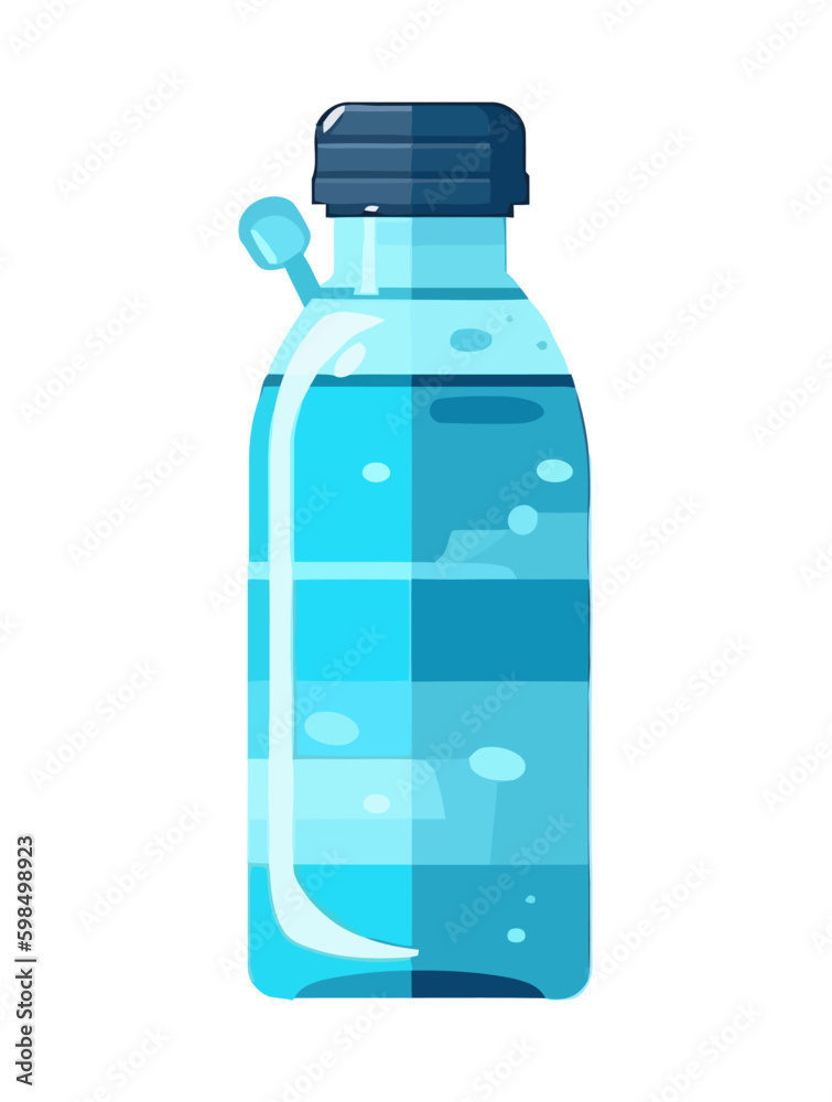 Fresh blue liquid in plastic bottle illustration Generative AI Fresh blue liquid in plastic bottle illustration Generative AI