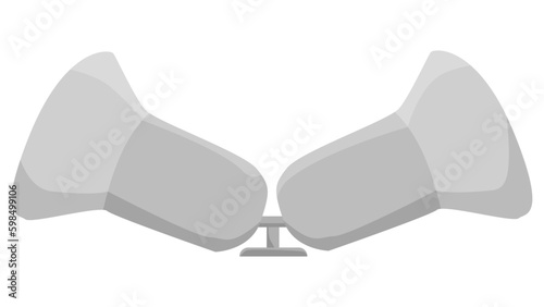 Two gray loudspeakers on stand in cartoon style isolated on white. Clipart.