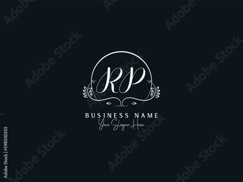 Alphabet RP r&p Feminine Business Logo, Minimal Rp pr Unique Signature Letter Logo