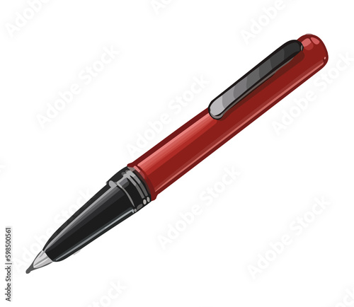 red ballpoint pen on white paper background Generative AI