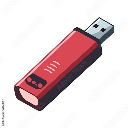 USB stick symbol connects to computer icon Generative AI