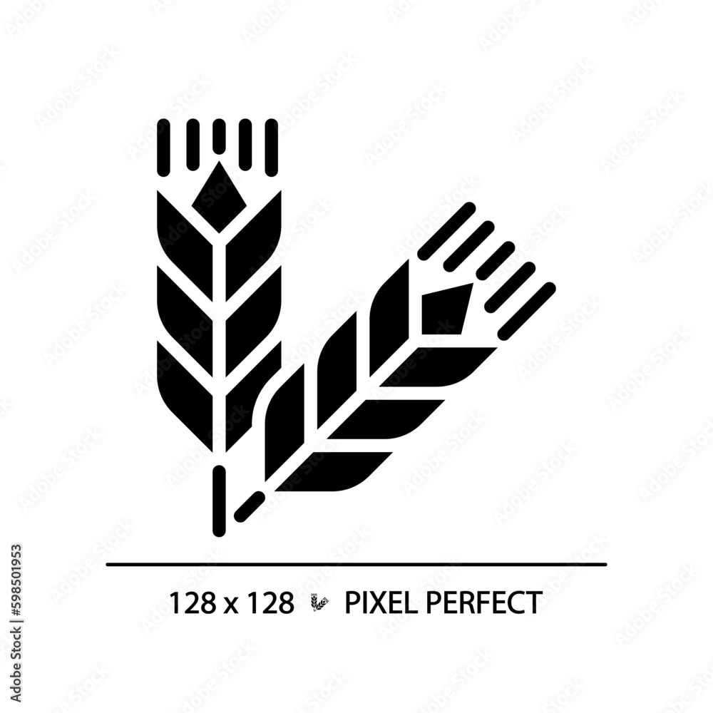 Vecteur Stock Food grains pixel perfect black glyph icon. Oat meal