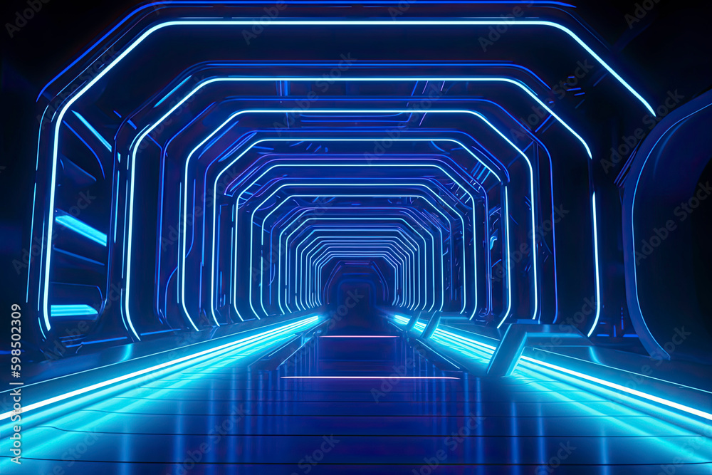 3d render, blue neon abstract background, ultraviolet light, night club empty room interior 3d render, blue neon abstract background, ultraviolet light, night club empty room interior