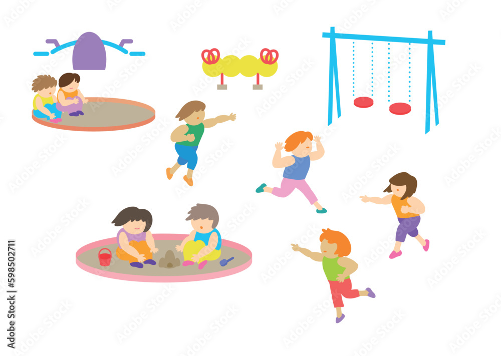 ベクターイラスト素材:child playing in the park:公園で遊ぶ子供たち ベクターイラスト素材:child playing in the park:公園で遊ぶ子供たち