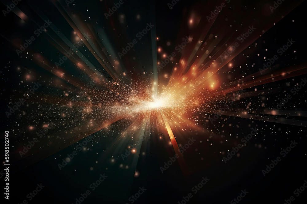 Abstract light rays effect with dots and sparks