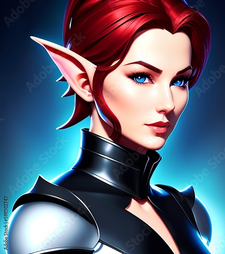 Portrait of a female elf wi...