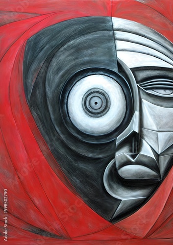 Abstract human face, yin ya...