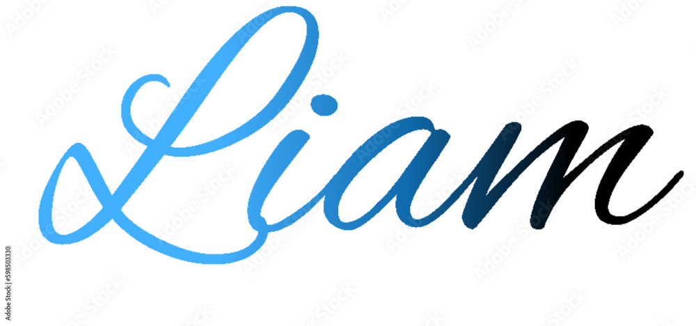 Liam - light blue and blue color - male name - ideal for websites, emails, presentations, greetings, banners, cards, books, t-shirt, sweatshirt, prints

