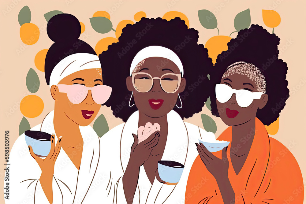 Happy multiracial women having skin care spa day - People selfcare concept Happy multiracial women having skin care spa day - People selfcare concept
