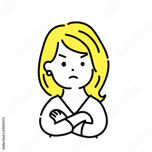 かわいい人物のイラストシリーズ。女性のオフィスワーカー。怒る。　