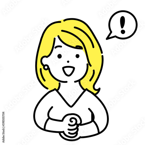 かわいい人物のイラストシリーズ。女性のオフィスワーカー。閃く。　