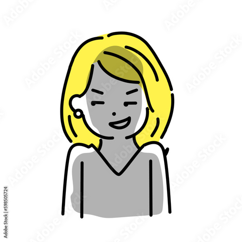 かわいい人物のイラストシリーズ。女性のオフィスワーカー。企む。　