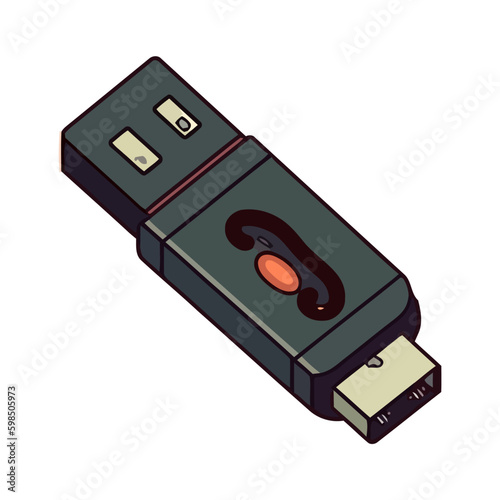 USB stick stores data in flat design Generative AI