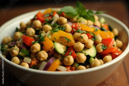 Chickpea Salad for a Healthy Meal. Generative AI