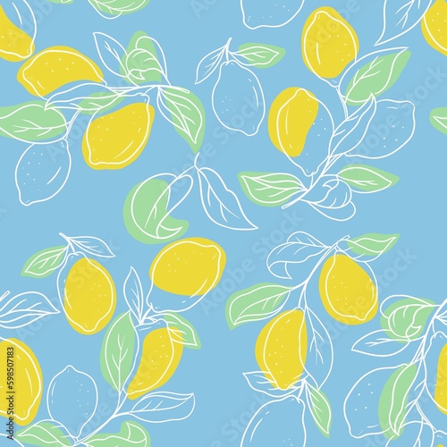 Lemon Brunch Sketch Background Seamless