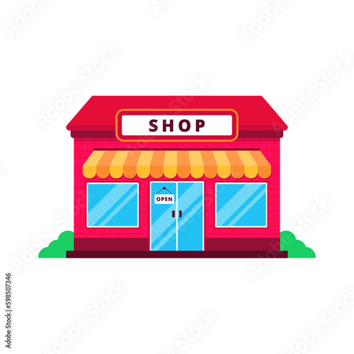 Store building vector illustration in cartoon style isolated on white background