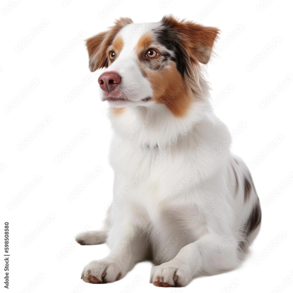 border collie sitting on a white background