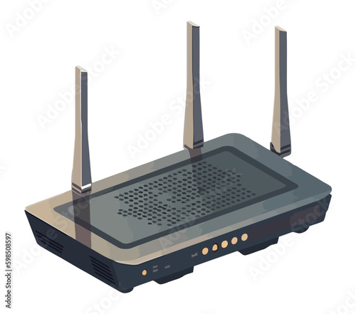 Modern router symbolizes wireless technology Generative AI
