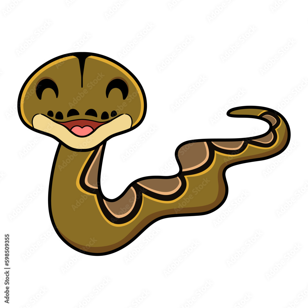 Fototapeta premium Cute happy reticulatus python cartoon
