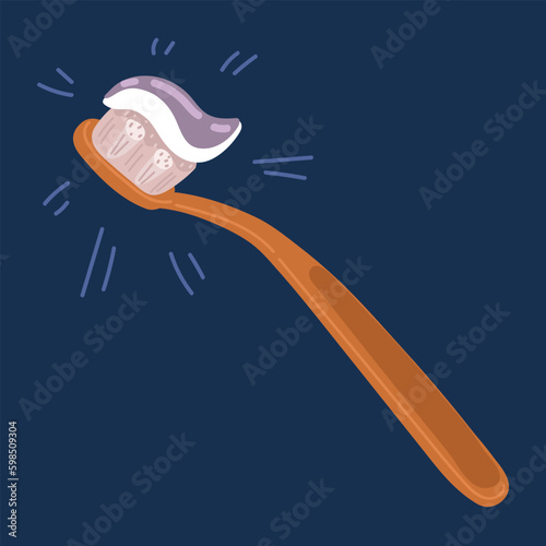 Cartoon vector illustration of How to brush your teeth step-by-step instruction. Toothbrush and toothpaste for oral hygiene. Clean white tooth. Healthy lifestyle and dental care.